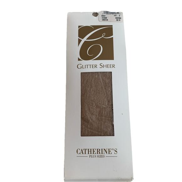 Catherines Pantyhose Glitter Sheer GOLD Hosiery Plus Size E (335-400) - Picture 1 of 5